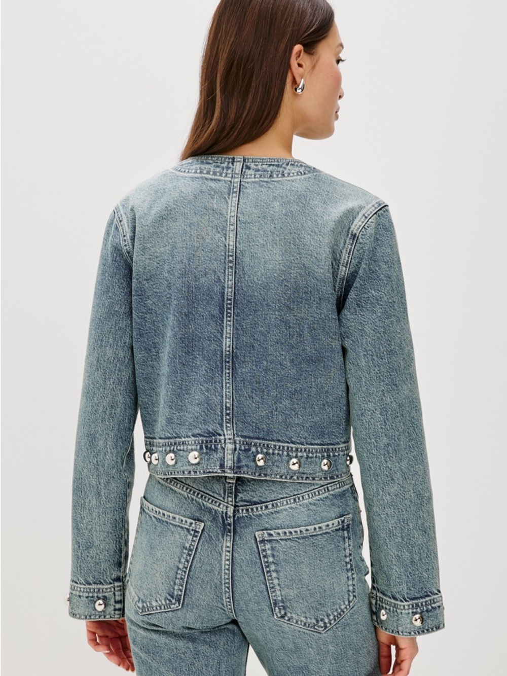 $278 Rails Capistrano Jacket Desert Sky Studded Denim Pocketed Jacket - Picture 3 of 14